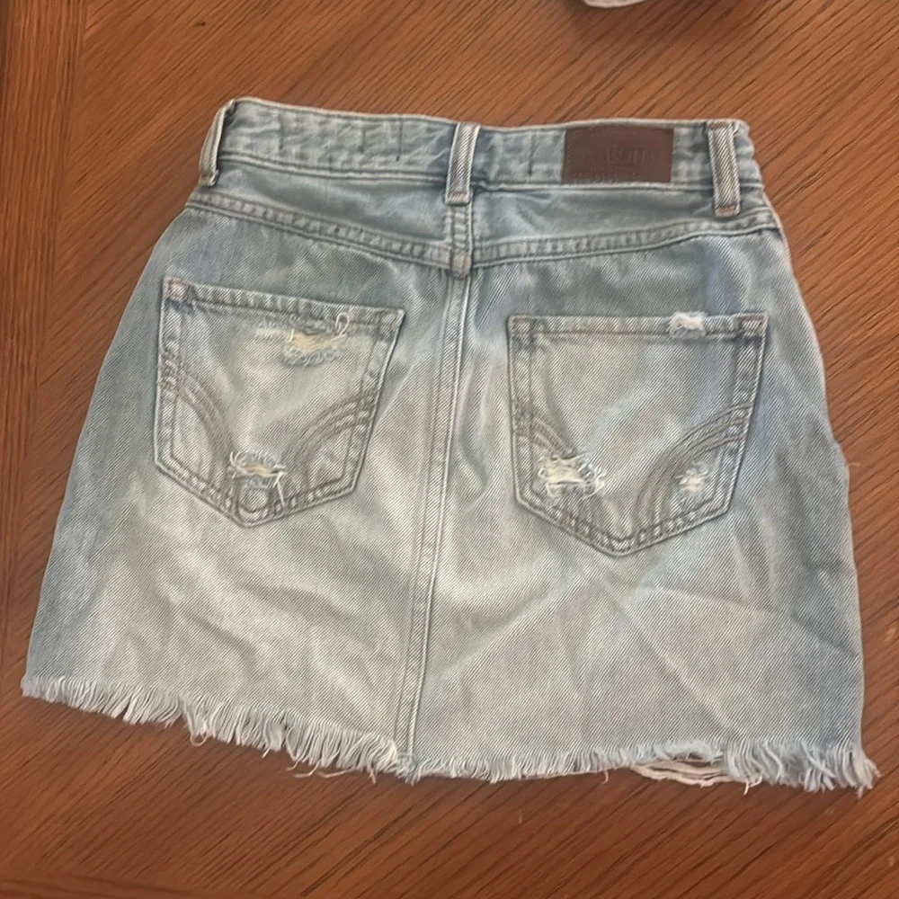 Hollister Light Blue Distressed Denim Skirt